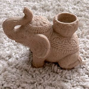 Stone Accent Elephant Candle Holder